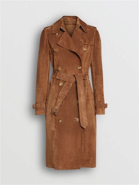 burberry cognac suede trenchcoat|longest burberry trench coat.